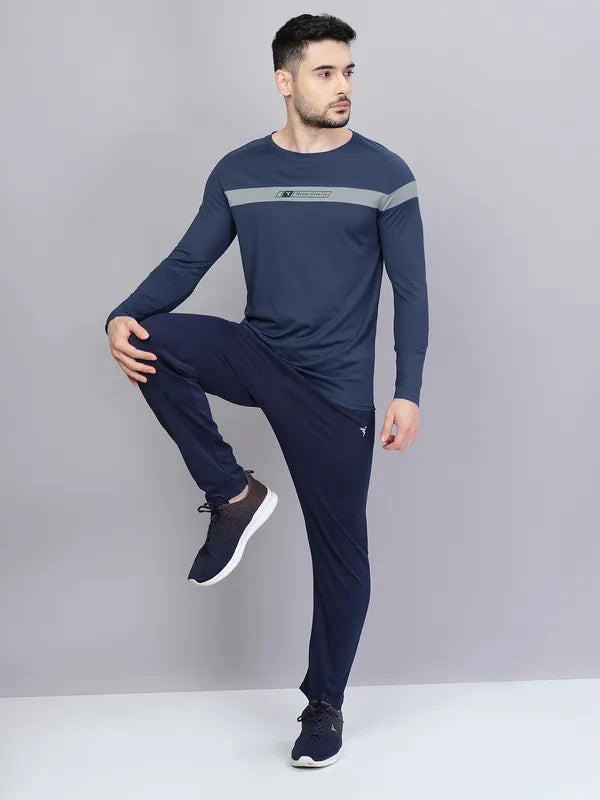 Men Colorblock Slim Fit Crew Neck T-shirt with TECHNO COOL+