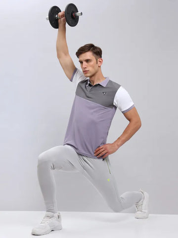 Men Colorblock Slim Fit Polo T-shirt with MATPIQ