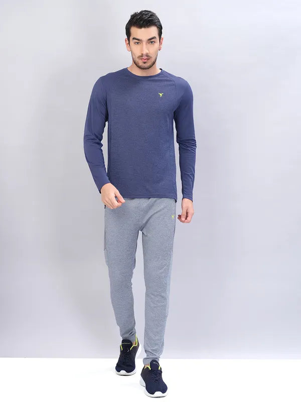 Men Melange Slim Fit Trackpants with TECHNO DRY