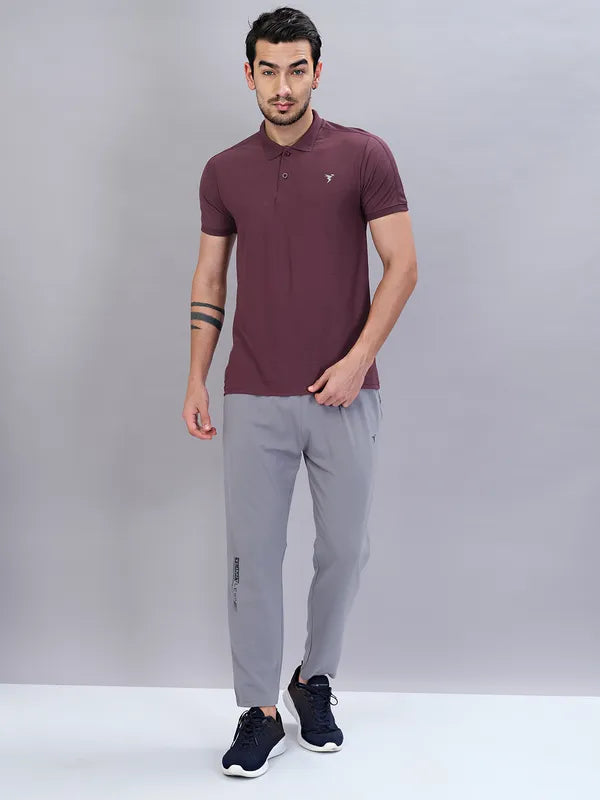 Men Self Design Slim Fit Polo T-shirt with VENTMESH