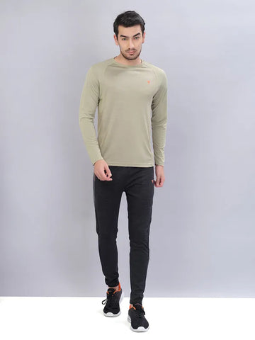 Men Melange Slim Fit Crew Neck T-shirt with DOUBLE COOL