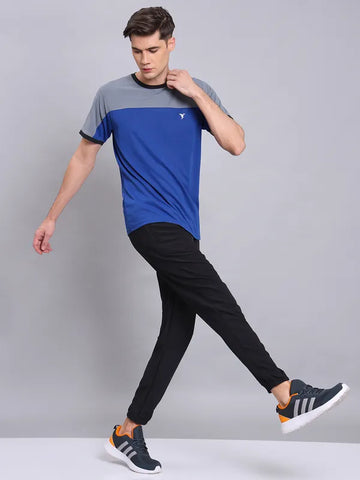 Men Colorblock Slim Fit Crew Neck T-shirt with TECHNO COOL+