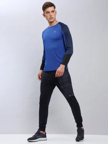 Men Colorblock Slim Fit Crew Neck T-shirt with TECHNO COOL+