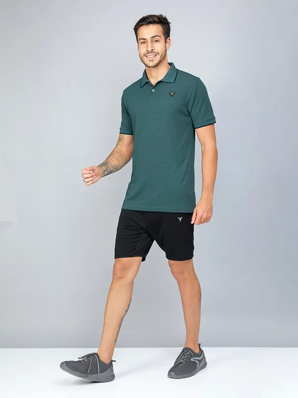 Men Solid Slim Fit Polo T-shirt with TECHNO COOL+