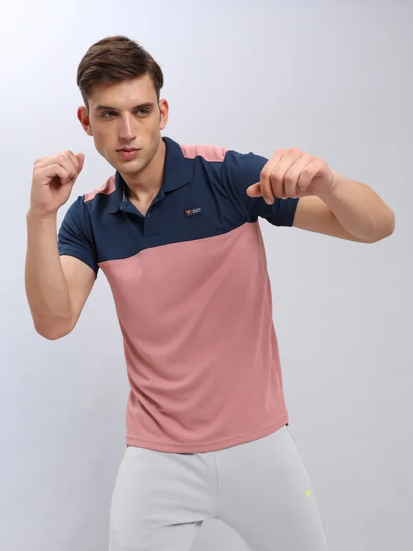 Men Colorblock Slim Fit Polo T-shirt with TECHNO COOL+