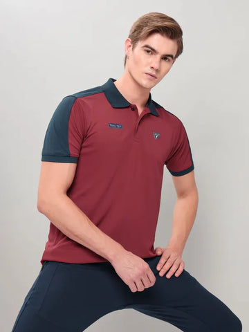 Men Colorblock Slim Fit Polo T-shirt with TECHNO COOL+