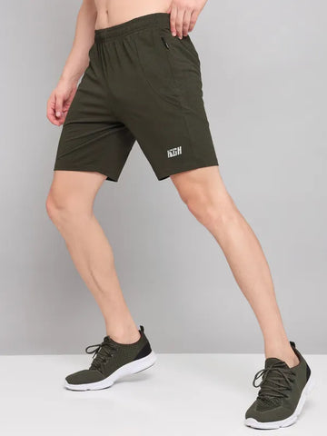 Men Solid Slim Fit Shorts with MATPIQ