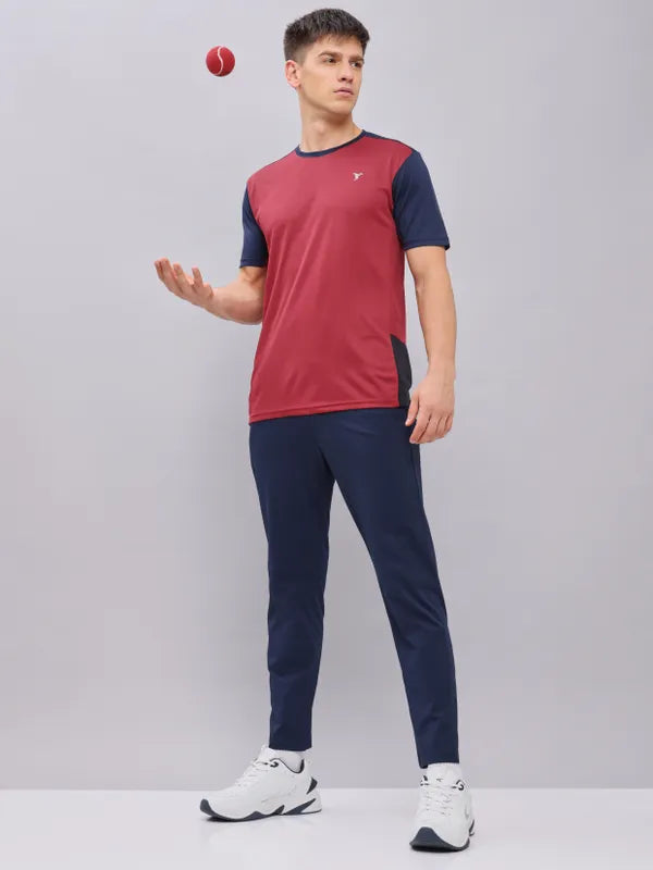 Men Colorblock Slim Fit Crew Neck T-shirt with TECHNO COOL+