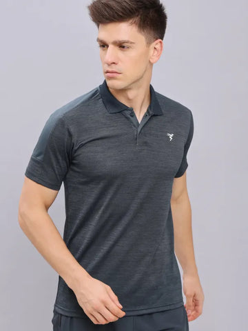 Men Melange Slim Fit Polo T-shirt with DOUBLE COOL