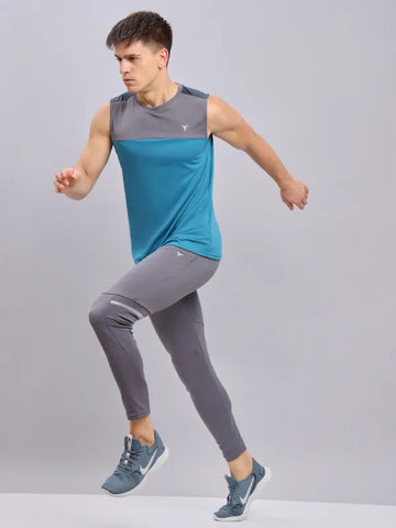 Men Colorblock Slim Fit Crew Neck Innerwear Vest with TECHNO COOL+