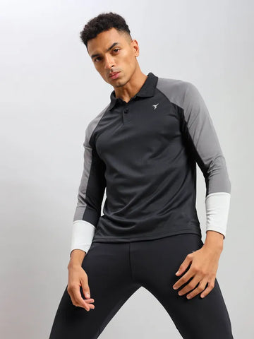 Men Colorblock Slim Fit Polo T-shirt with TECHNO COOL+