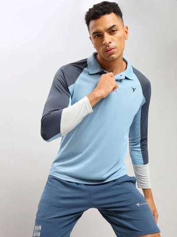 Men Colorblock Slim Fit Polo T-shirt with TECHNO COOL+