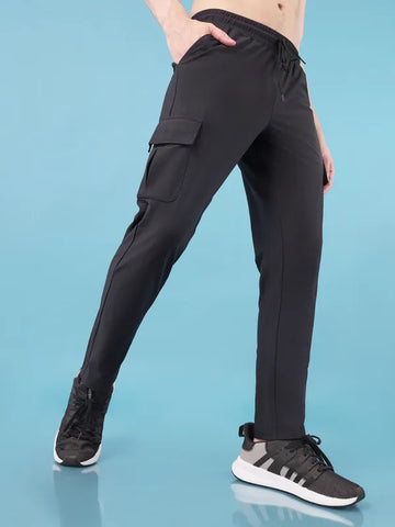 Men Solid Relax Fit Cargo Trackpants with DURACOOL+