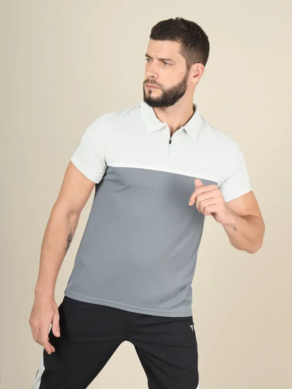 Men Colorblock Slim Fit Polo T-shirt with TECHNO COOL+