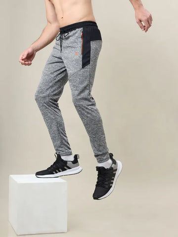 Men Melange Slim Fit Trackpants with TECHNO DRY