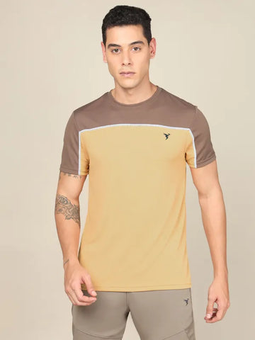 Men Colorblock Slim Fit Crew Neck T-shirt with TECHNO COOL+