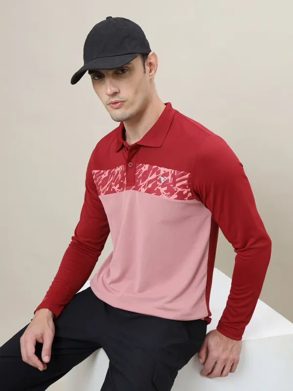 Men Colorblock Slim Fit Polo T-shirt with TECHNO COOL+