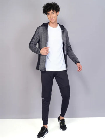 Men Melange Slim Fit Hooded Jacket with TECHNO WARM+