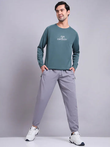 Men Printed Slim Fit Crew Neck Sweatshirt with ELASTO PLUS