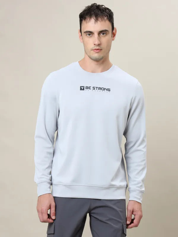 Men Printed Slim Fit Crew Neck Sweatshirt with ELASTO PLUS