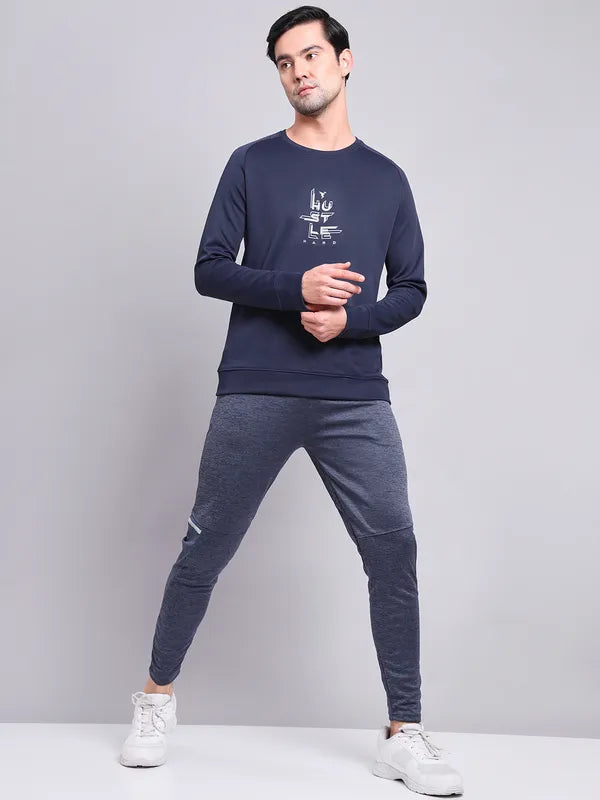 Men Printed Slim Fit Crew Neck Sweatshirt with ELASTO PLUS